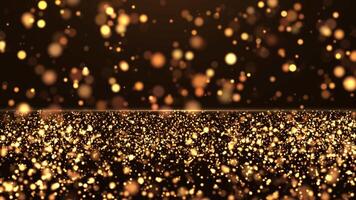 Flying bright golden particles, animation of dust and shiny dots, beautiful bokeh. animation Seamless loop 4k. video