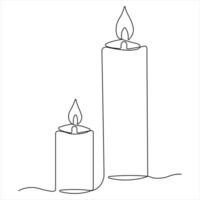 Candle continuous single line drawing Isolated on white background minimalist style vector