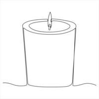 Candle continuous single line drawing Isolated on white background minimalist style vector
