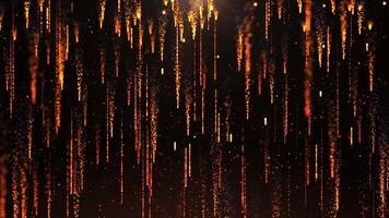 Falling bright golden particles, animation of dust and shiny dots, beautiful bokeh, rain of orange particles, glitter. animation seamless loop 4k . video
