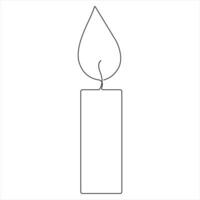 Candle continuous single line drawing Isolated on white background minimalist style vector