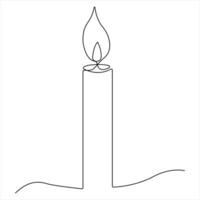 Candle continuous single line drawing Isolated on white background minimalist style vector