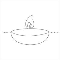 Candle continuous single line drawing Isolated on white background minimalist style vector