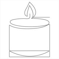 Candle continuous single line drawing Isolated on white background minimalist style vector