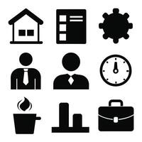 Set of office and business flat icons on white background vector
