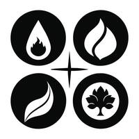 Set of elements of nature symbols earth, water, air and fire with simple water drop icon on white background vector