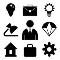 Set of office and business flat icons on white background vector
