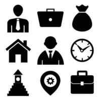 Set of office and business flat icons on white background vector