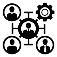 Set of operations management flat icons on white background vector