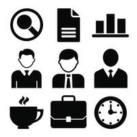 Set of office and business flat icons on white background vector