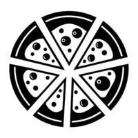 Set of Pizza with one slice separated linear icon on white background vector