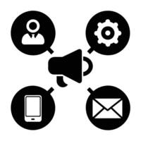 Set of digital marketing icons on white background vector