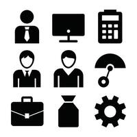 Set of office and business flat icons on white background vector