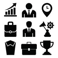 Set of office and business flat icons on white background vector