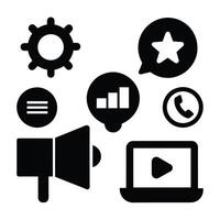 Set of digital marketing icons on white background vector