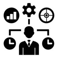 Set of operations management flat icons on white background vector