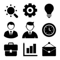 Set of office and business flat icons on white background vector