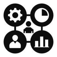 Set of operations management flat icons on white background vector