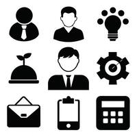 Set of office and business flat icons on white background vector