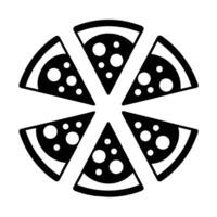 Set of Pizza with one slice separated linear icon on white background vector