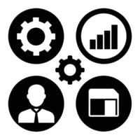 Set of operations management flat icons on white background vector
