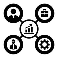 Set of operations management flat icons on white background vector