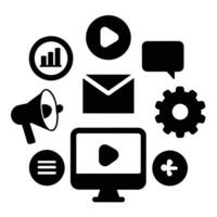 Set of digital marketing icons on white background vector