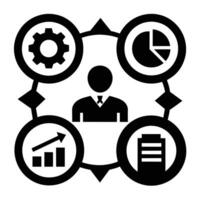 Set of operations management flat icons on white background vector