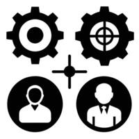 Set of operations management flat icons on white background vector