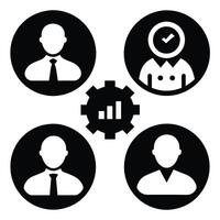 Set of operations management flat icons on white background vector