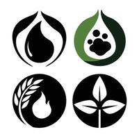 Set of elements of nature symbols earth, water, air and fire with simple water drop icon on white background vector
