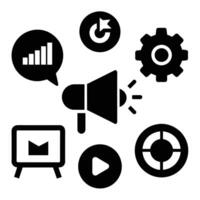 Set of digital marketing icons on white background vector