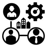 Set of operations management flat icons on white background vector