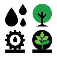 Set of Ecology flat icons on white background vector