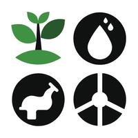 Set of Ecology flat icons on white background vector