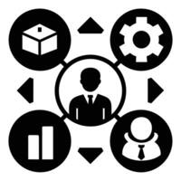Set of operations management flat icons on white background vector