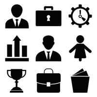Set of office and business flat icons on white background vector
