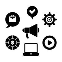 Set of digital marketing icons on white background vector