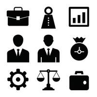 Set of office and business flat icons on white background vector