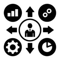 Set of operations management flat icons on white background vector
