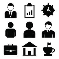 Set of office and business flat icons on white background vector