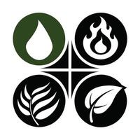 Set of elements of nature symbols earth, water, air and fire with simple water drop icon on white background vector