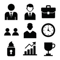 Set of office and business flat icons on white background vector