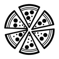 Set of Pizza with one slice separated linear icon on white background vector