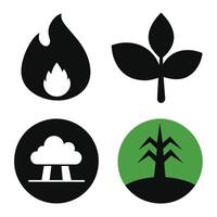 Set of Ecology flat icons on white background vector