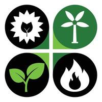 Set of Ecology flat icons on white background vector