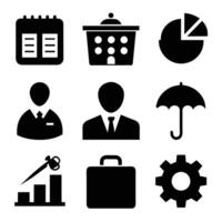 Set of office and business flat icons on white background vector