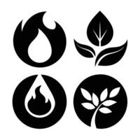 Set of elements of nature symbols earth, water, air and fire with simple water drop icon on white background vector
