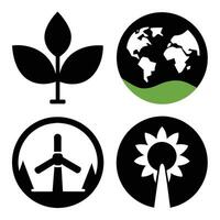 Set of Ecology flat icons on white background vector