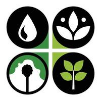 Set of Ecology flat icons on white background vector